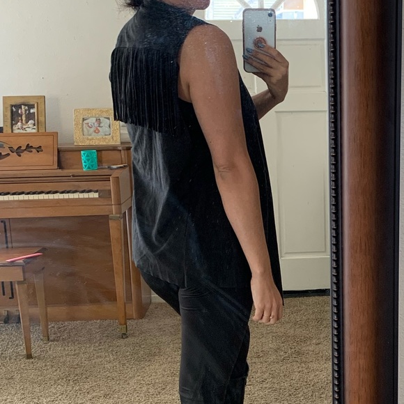 Brandy Melville Black Faux Suede Draped Vest - Picture 6 of 7